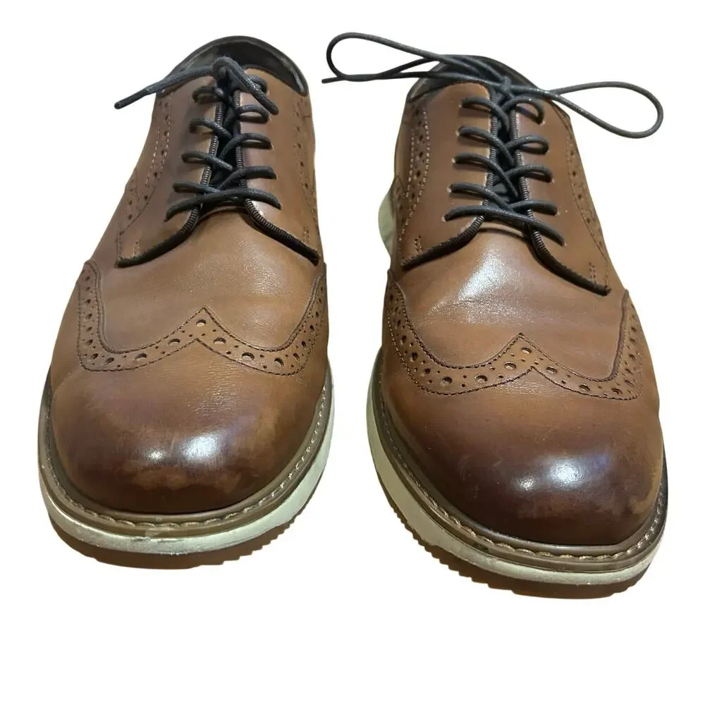 Vince Camuto Brown Leather Dress Shoes Men's 10.5 Professional Oxfords Academia